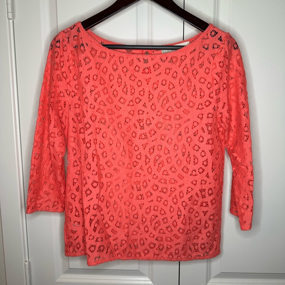 Loft - Crocheted Pink Top